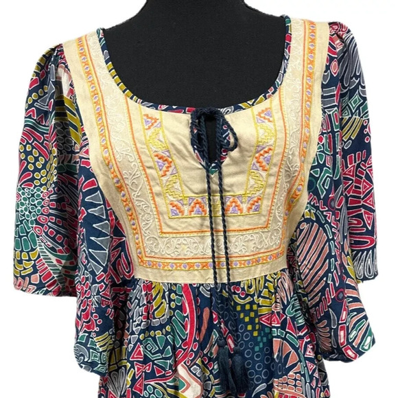 Vintage Flying Tomato Dress Small Embroidered Festival Boho Butterfly Sleeve - Picture 5 of 7